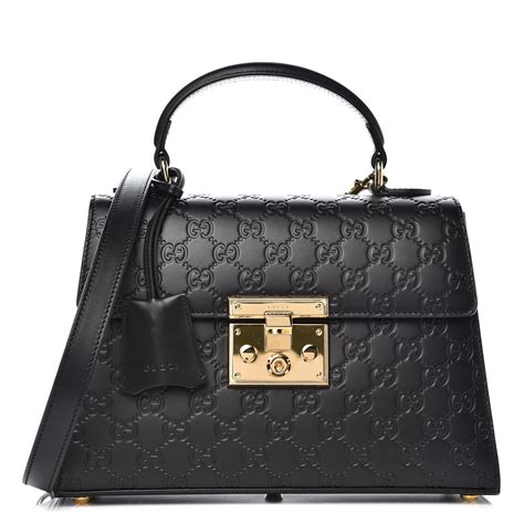 GUCCI Guccissima Signature Small Padlock Top .